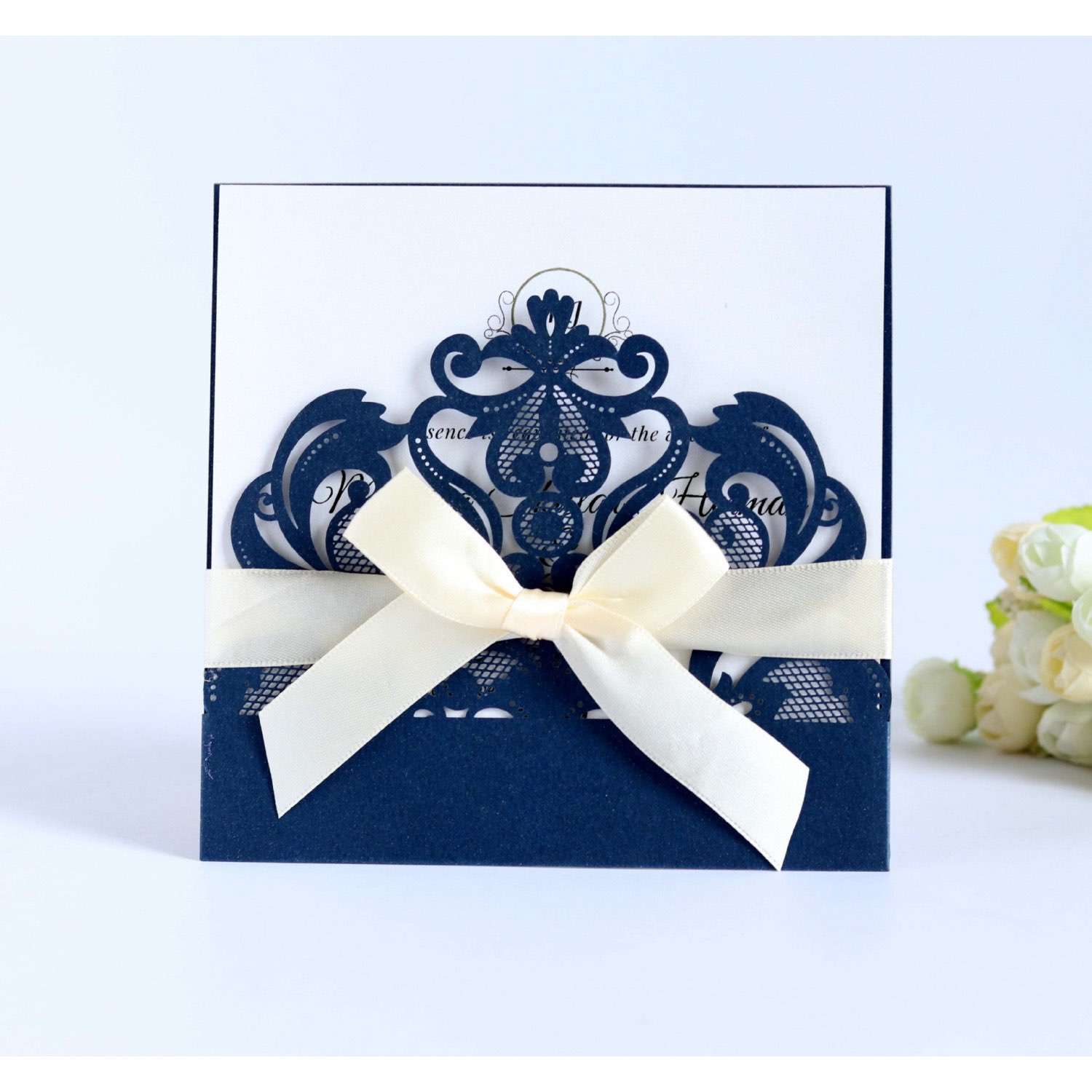Ivory Invitation Card Business Invitation Holiday Greeting Card Laser Cut Paper